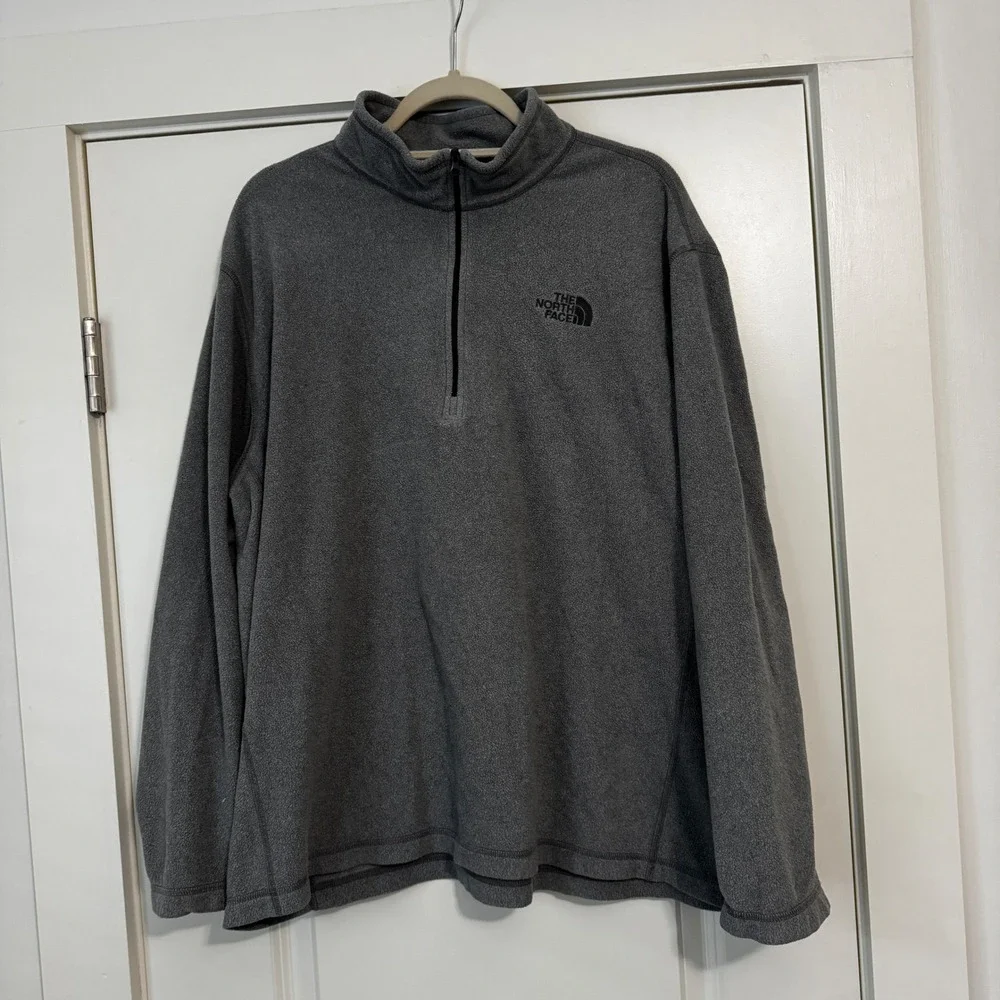 The North Face XXL Gray Fleece 1/2 Zip Pullover Sweater Layering Preppy Outdoor